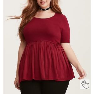 Torrid Pleated Twoffer Babydoll Top Size 1